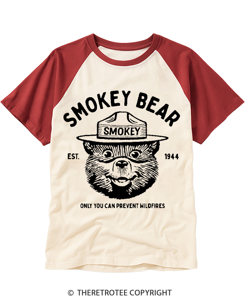 TheRetroTee Only You Can Prevent Wildfires 1960s Raglan Baseball T-Shirt