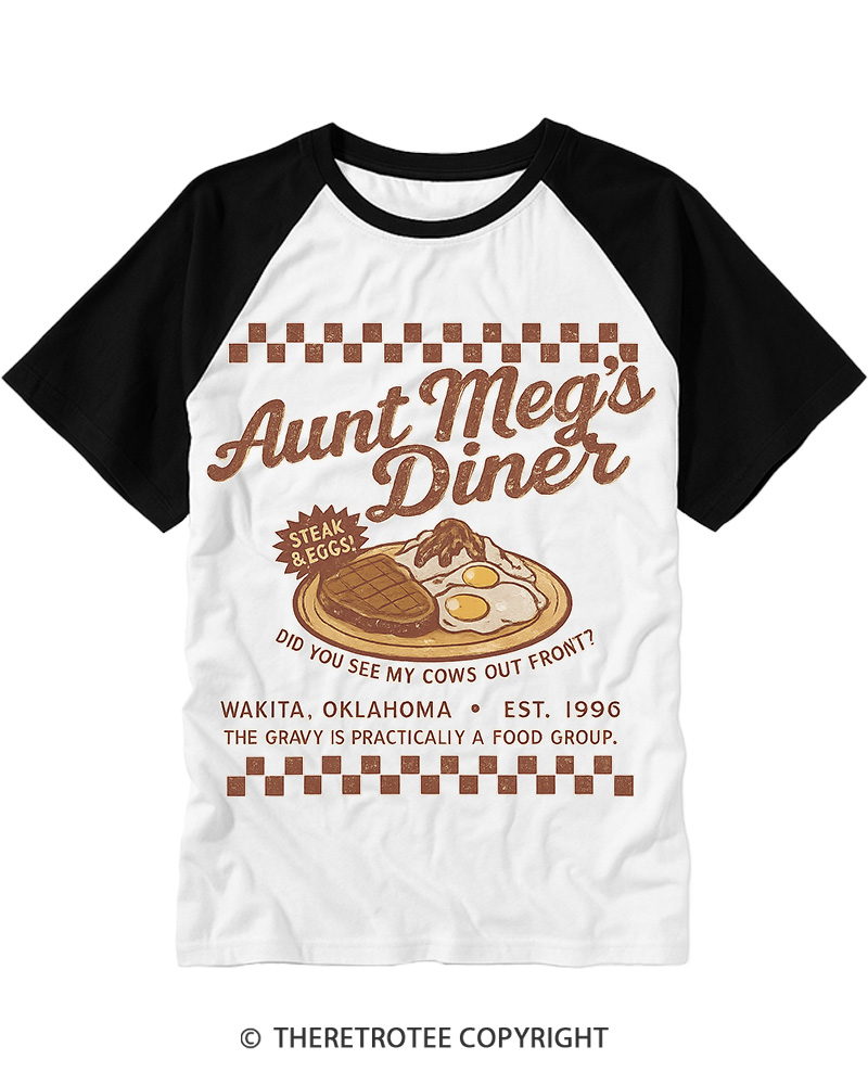 TheRetroTee Aunt Meg's Diner 1990s Raglan Baseball T-Shirt