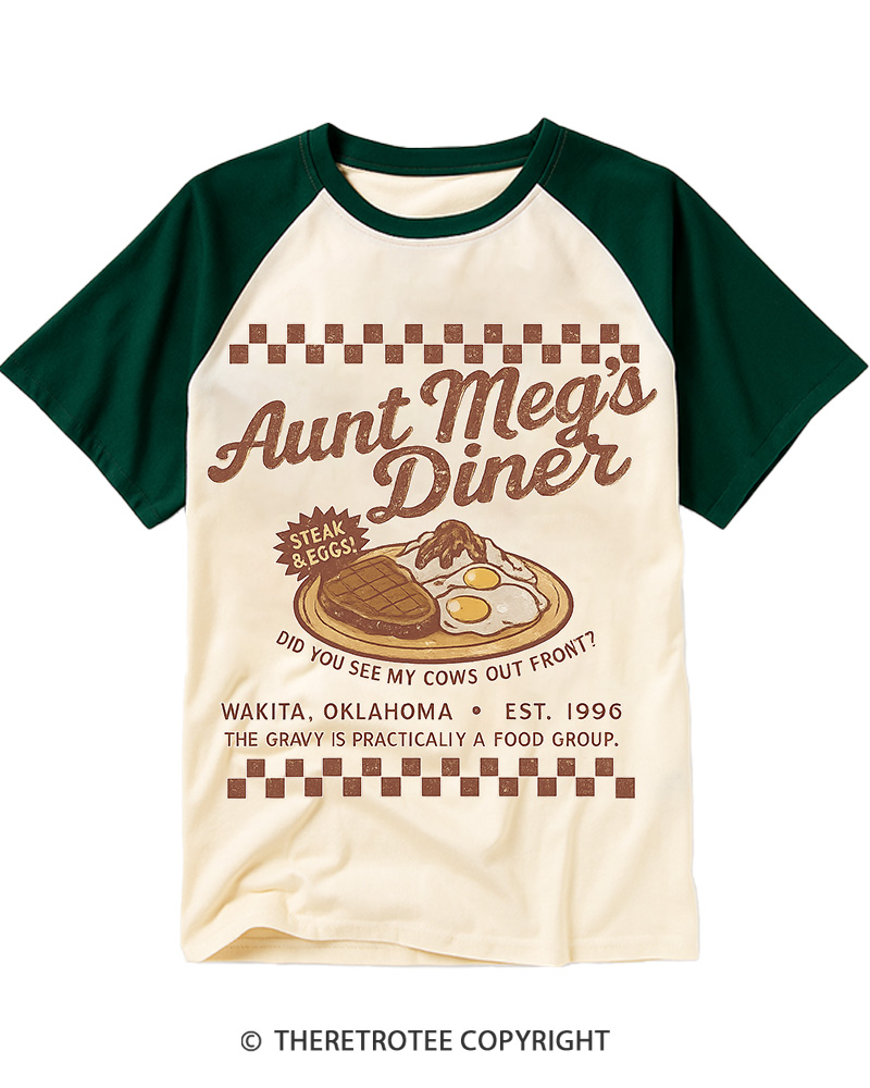 TheRetroTee Aunt Meg's Diner 1990s Raglan Baseball T-Shirt