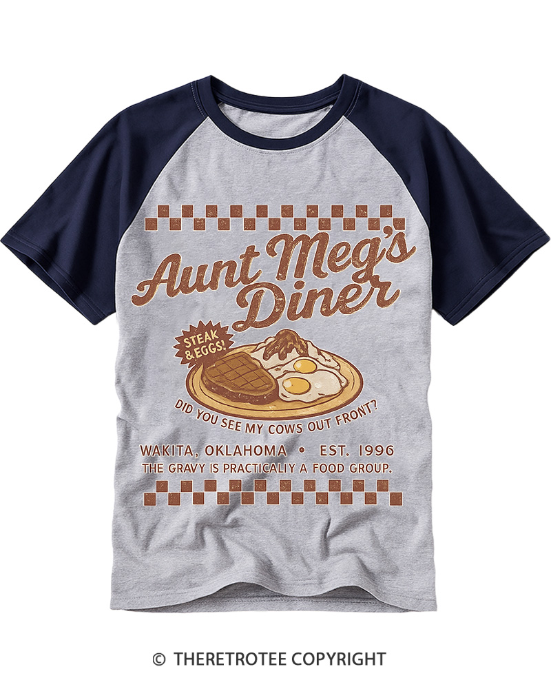 TheRetroTee Aunt Meg's Diner 1990s Raglan Baseball T-Shirt