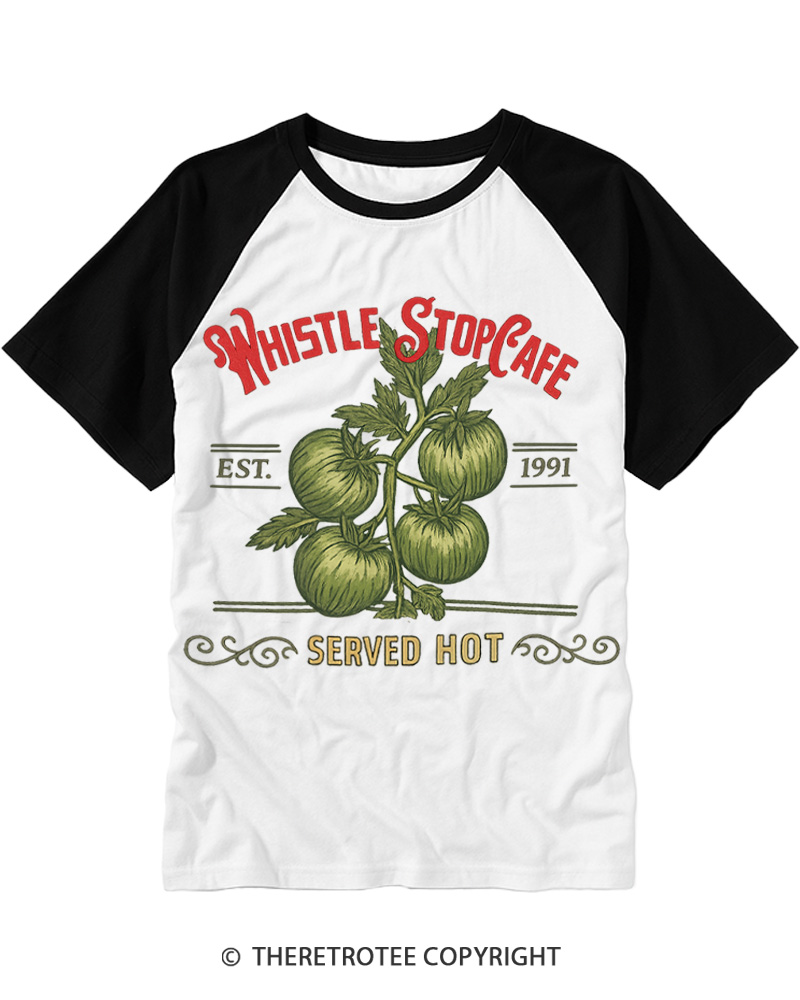 TheRetroTee Whistle Stop Cafe 1990s Raglan Baseball T-Shirt