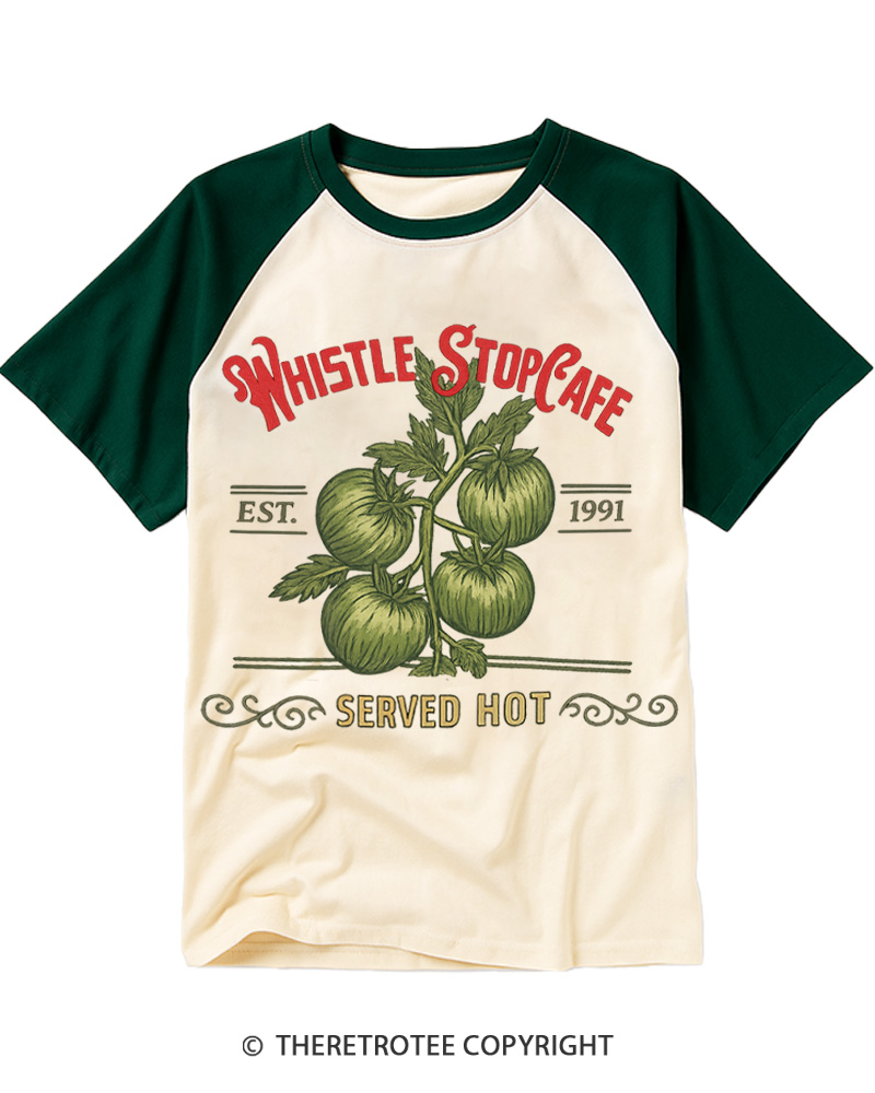 TheRetroTee Whistle Stop Cafe 1990s Raglan Baseball T-Shirt