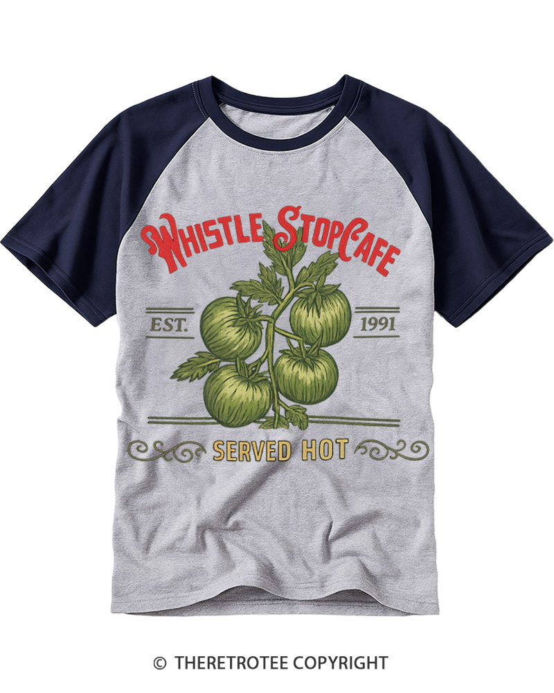 TheRetroTee Whistle Stop Cafe 1990s Raglan Baseball T-Shirt