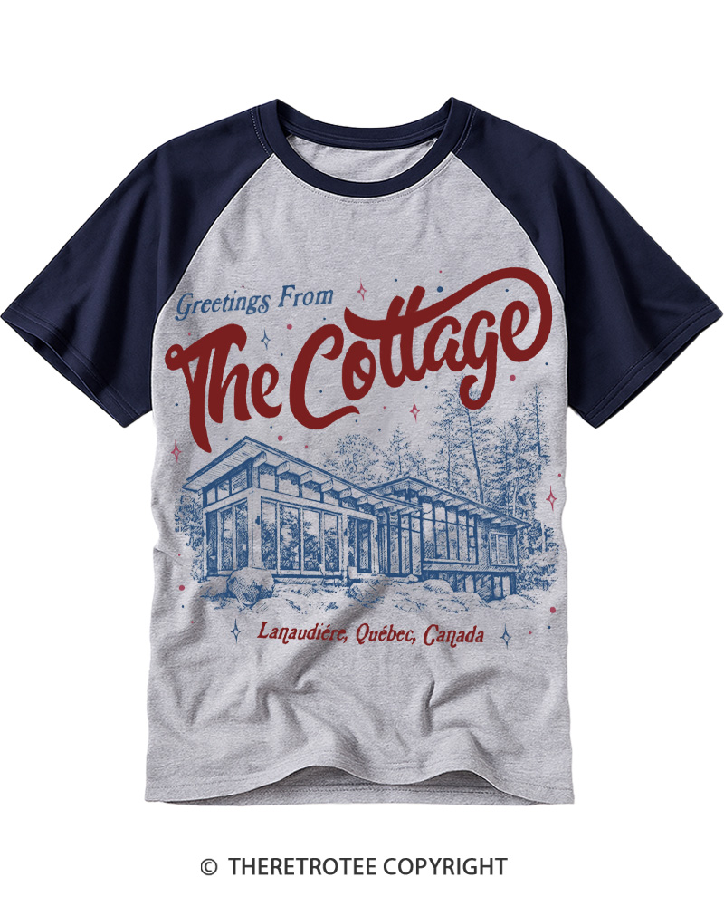 TheRetroTee The Cottage 1950s Raglan Baseball T-Shirt