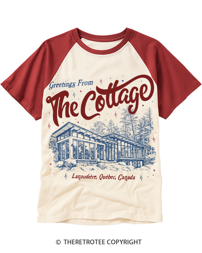 TheRetroTee The Cottage 1950s Raglan Baseball T-Shirt