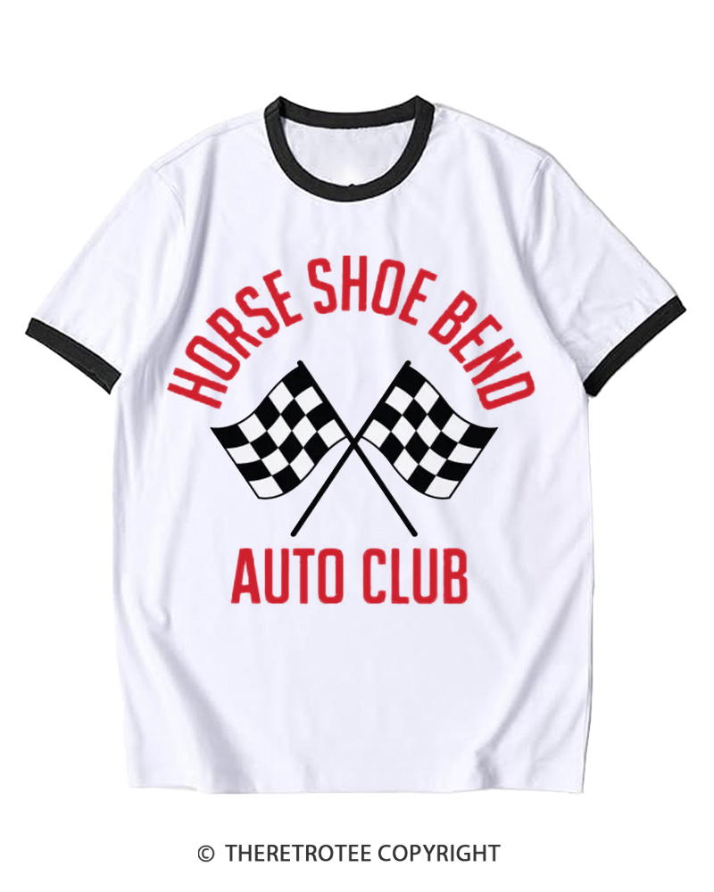 TheRetroTee Horse Shoe Bend Auto Club Ringer T-Shirt