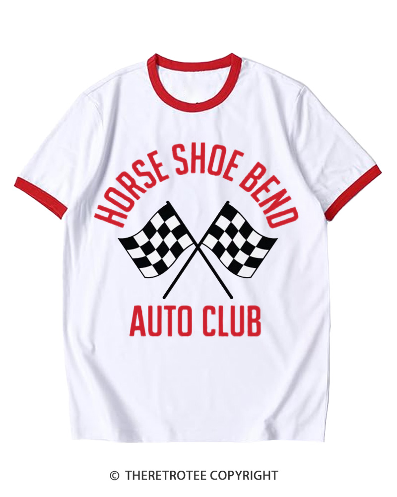 TheRetroTee Horse Shoe Bend Auto Club Ringer T-Shirt