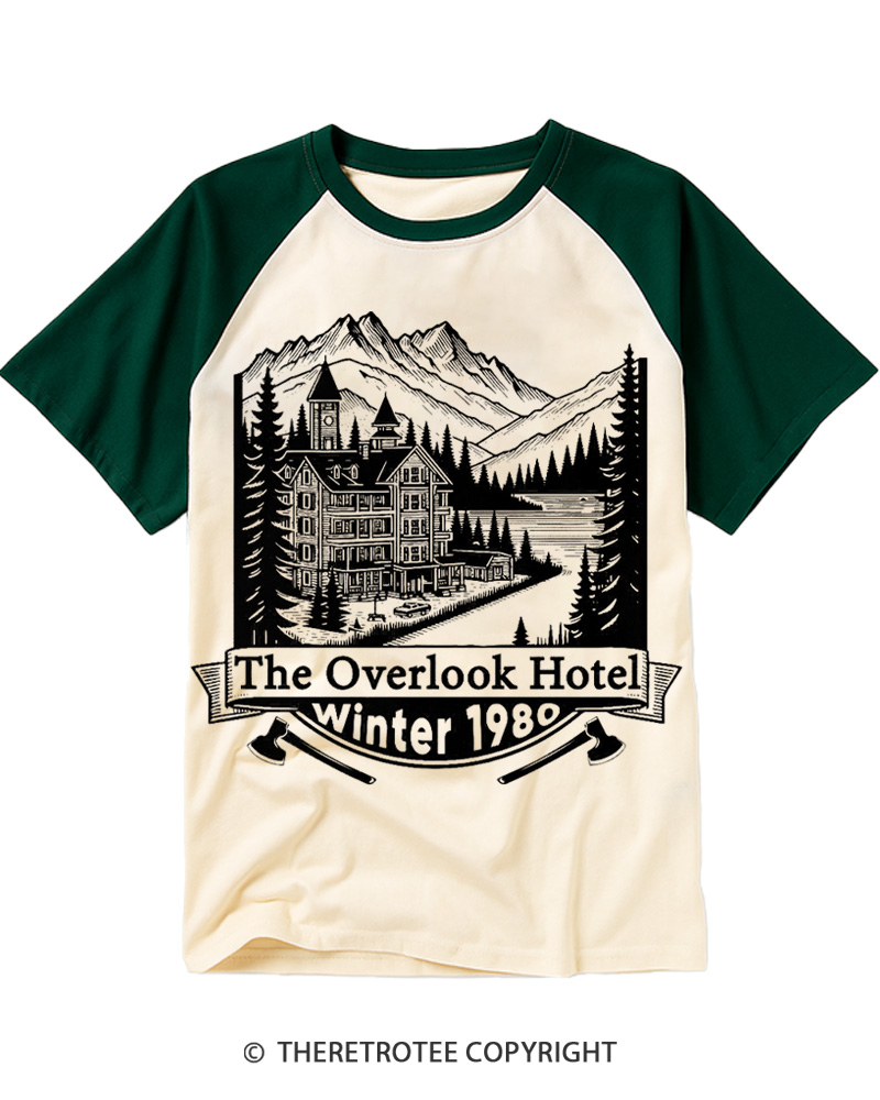 TheRetroTee Overlook Hotel 1980s Raglan Baseball T-Shirt