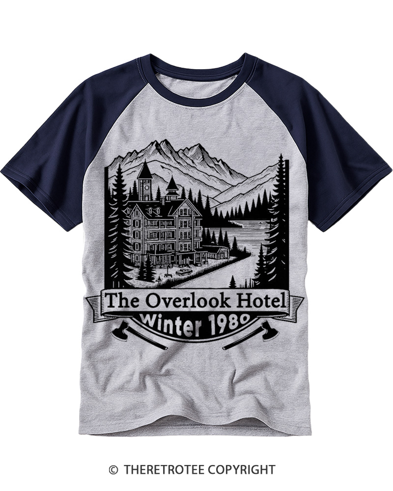 TheRetroTee Overlook Hotel 1980s Raglan Baseball T-Shirt