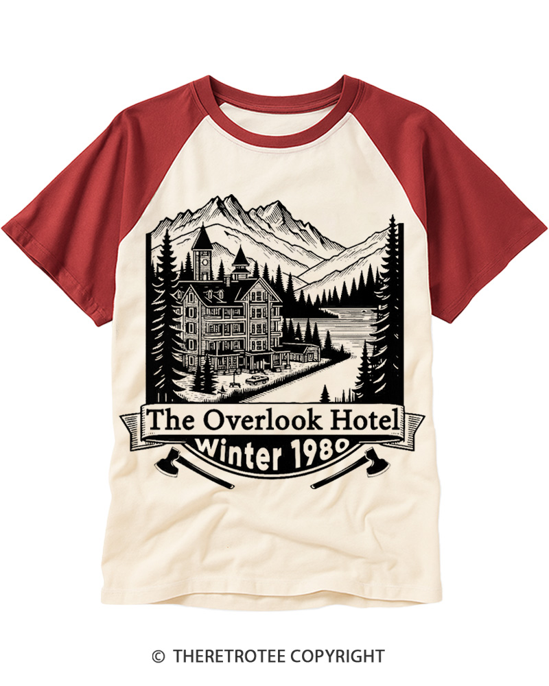 TheRetroTee Overlook Hotel 1980s Raglan Baseball T-Shirt