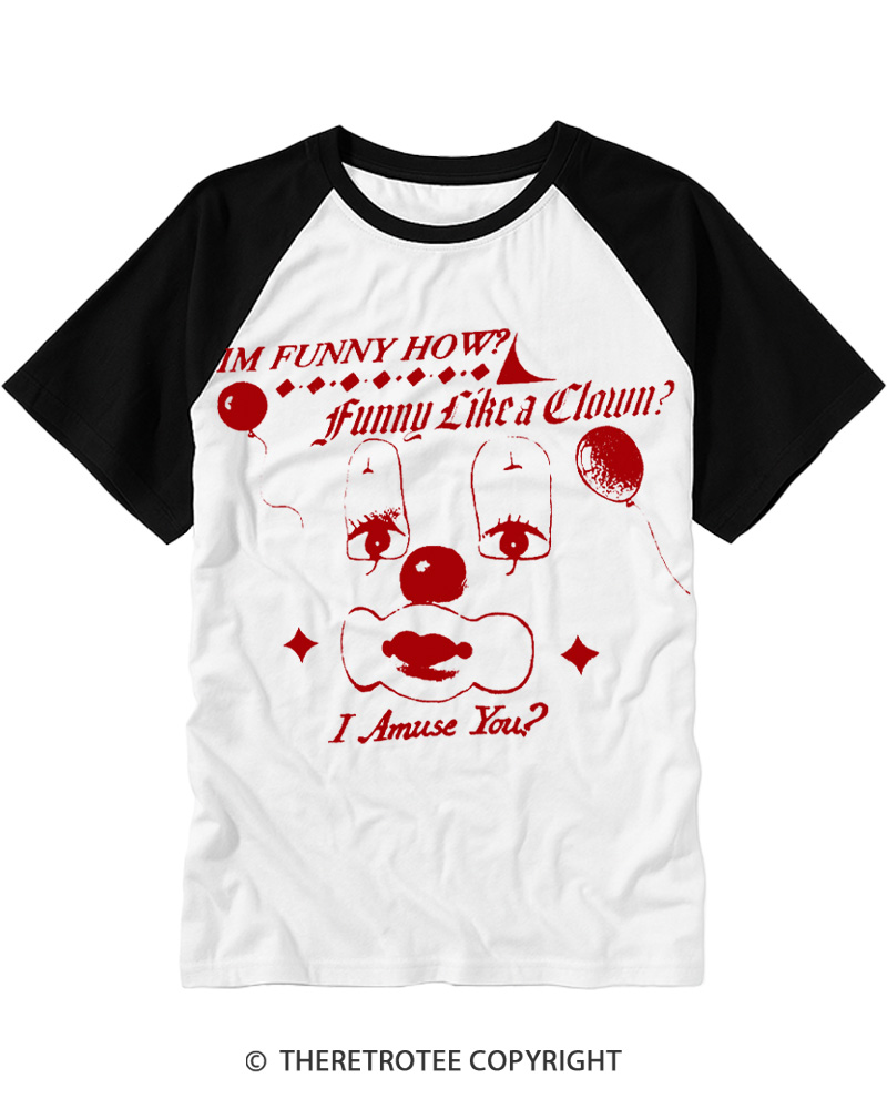 TheRetroTee Like A Clown 1990s Raglan Baseball T-Shirt