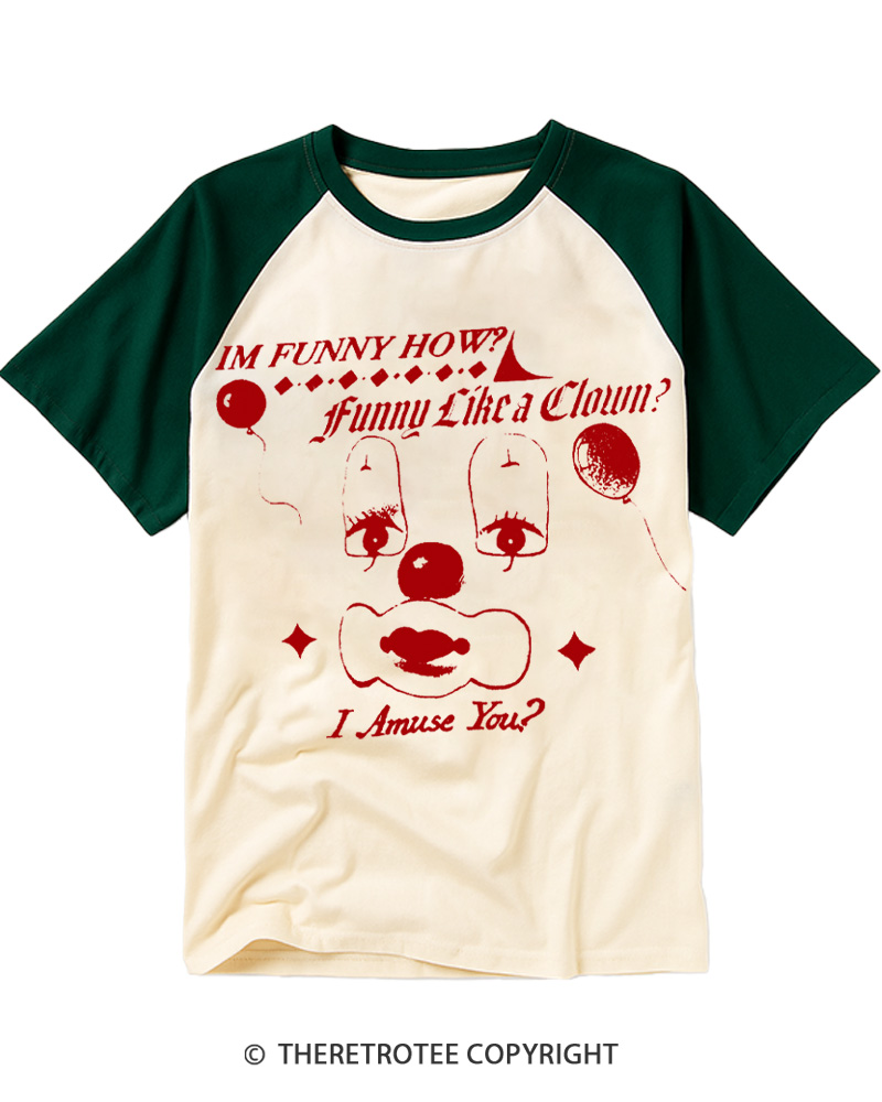 TheRetroTee Like A Clown 1990s Raglan Baseball T-Shirt