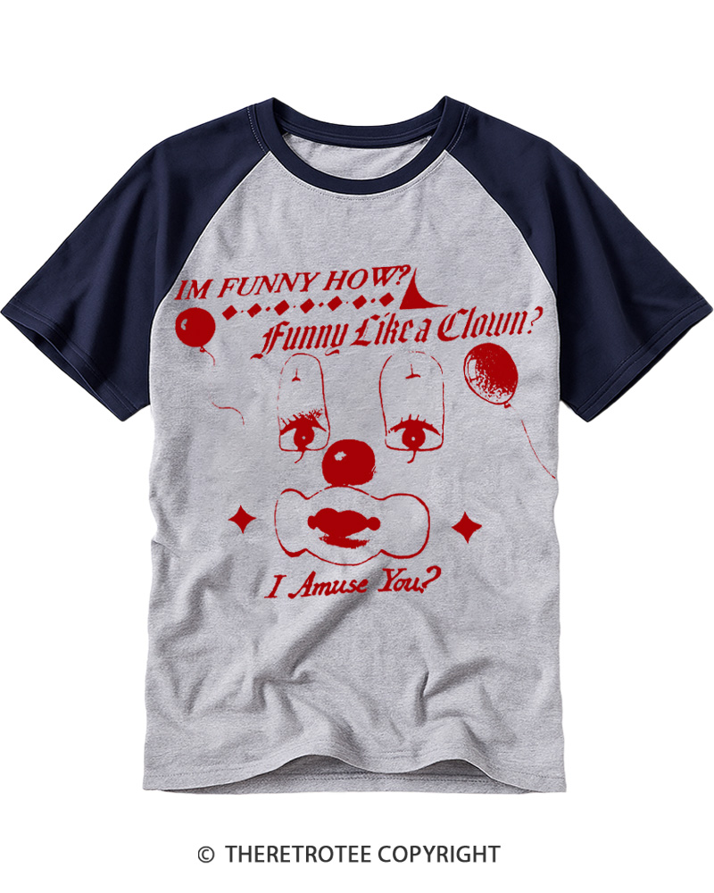 TheRetroTee Like A Clown 1990s Raglan Baseball T-Shirt