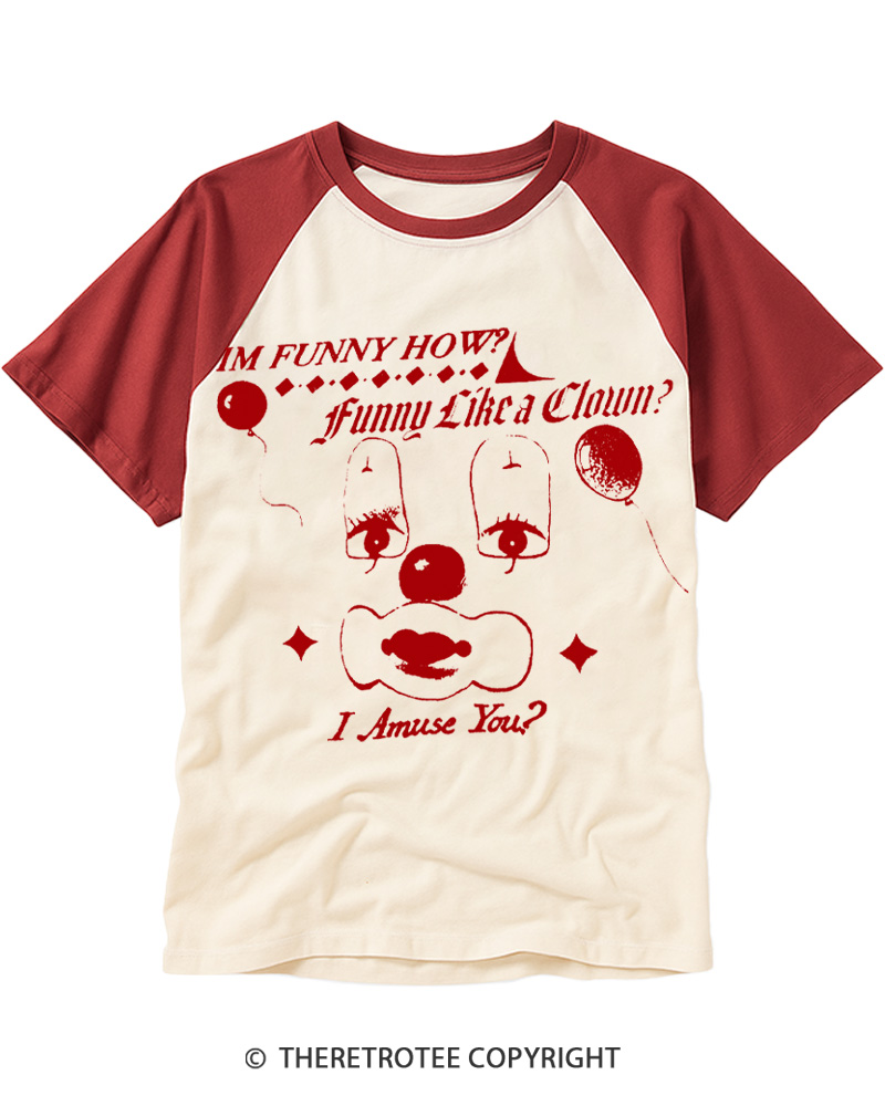 TheRetroTee Like A Clown 1990s Raglan Baseball T-Shirt
