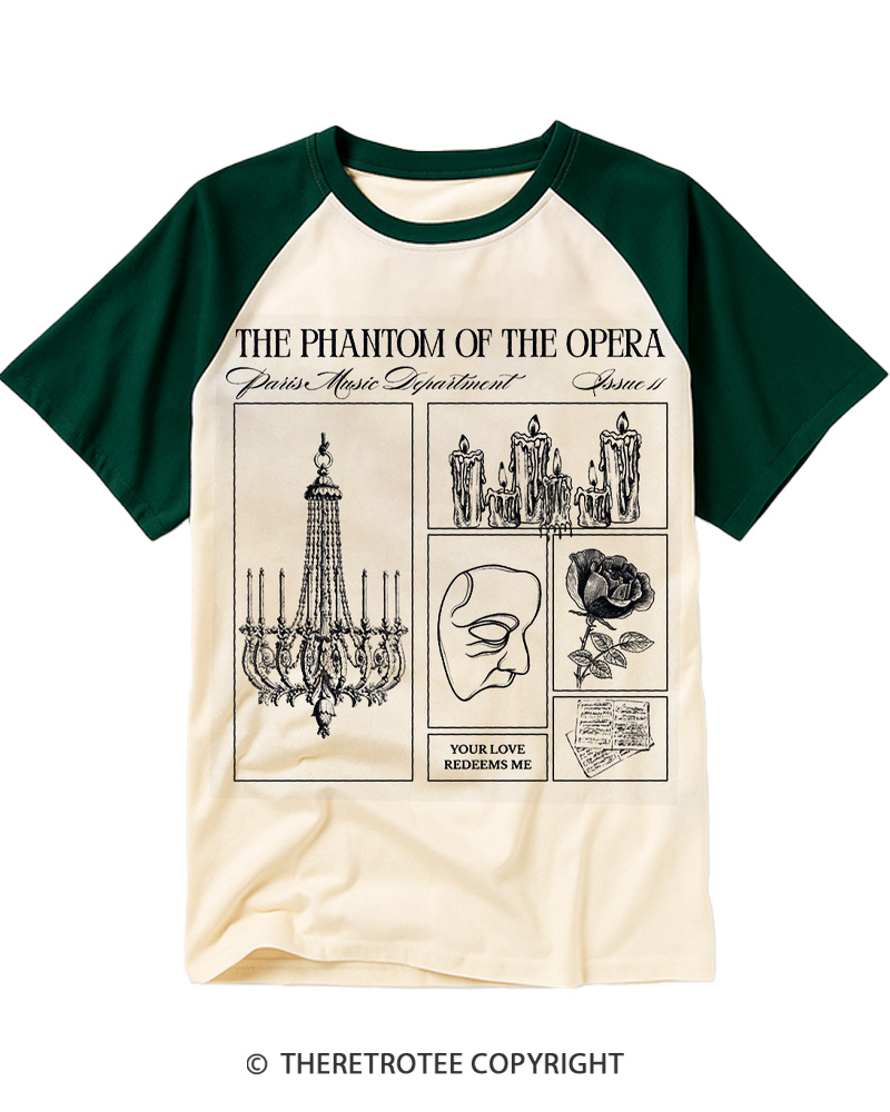 TheRetroTee The Phantom of the Opera 1980s Raglan Baseball T-Shirt