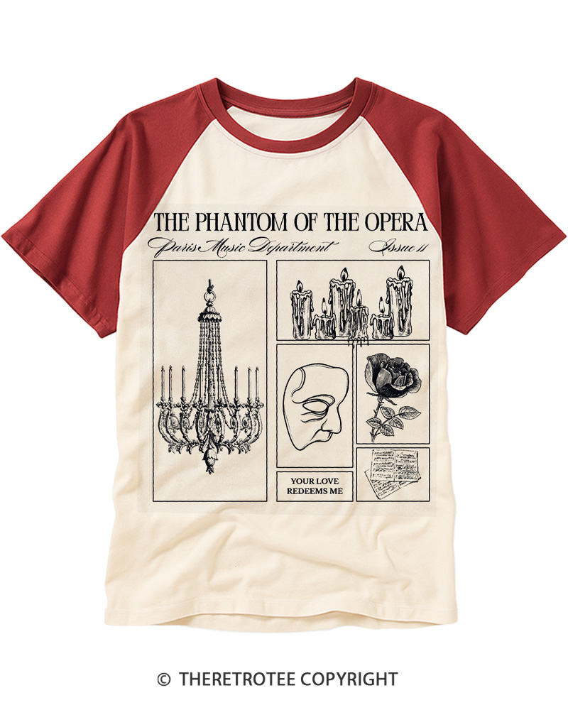 TheRetroTee The Phantom of the Opera 1980s Raglan Baseball T-Shirt