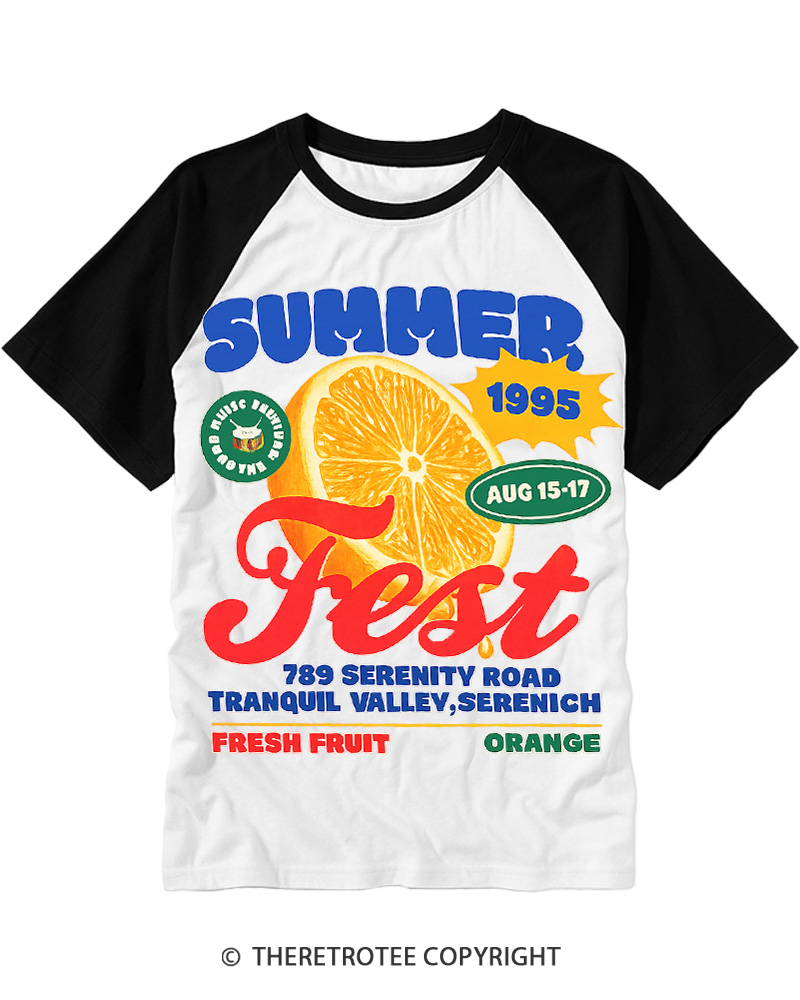 TheRetroTee Summer Fest 1990s Raglan Baseball T-Shirt