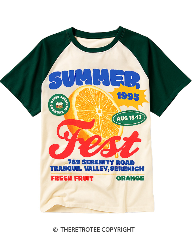 TheRetroTee Summer Fest 1990s Raglan Baseball T-Shirt
