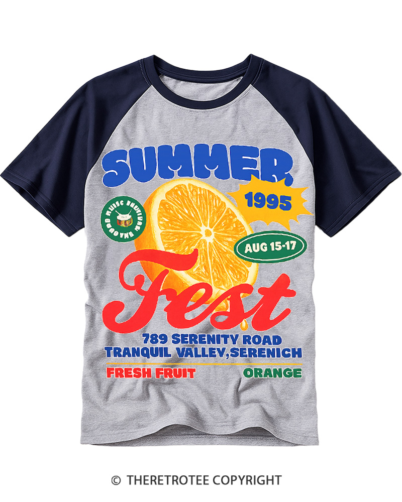 TheRetroTee Summer Fest 1990s Raglan Baseball T-Shirt
