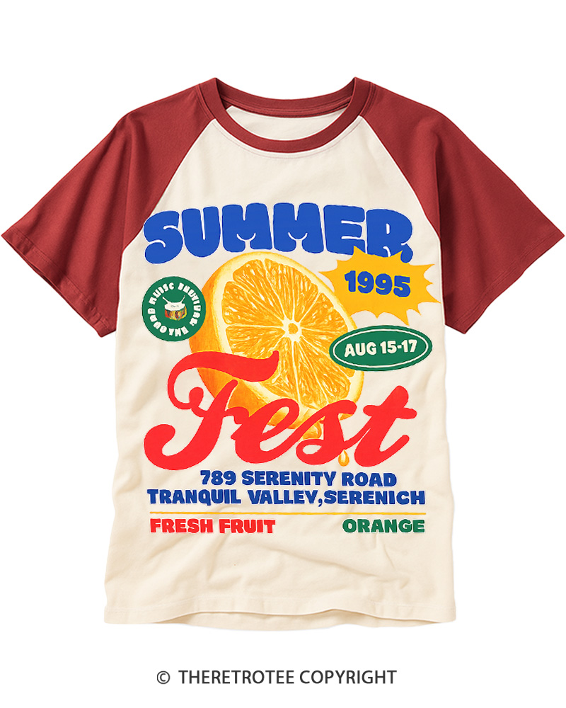 TheRetroTee Summer Fest 1990s Raglan Baseball T-Shirt