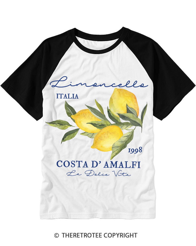 TheRetroTee Limoncello La Dolce Vita 1990s Raglan Baseball T-Shirt