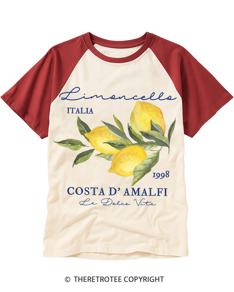 TheRetroTee Limoncello La Dolce Vita 1990s Raglan Baseball T-Shirt