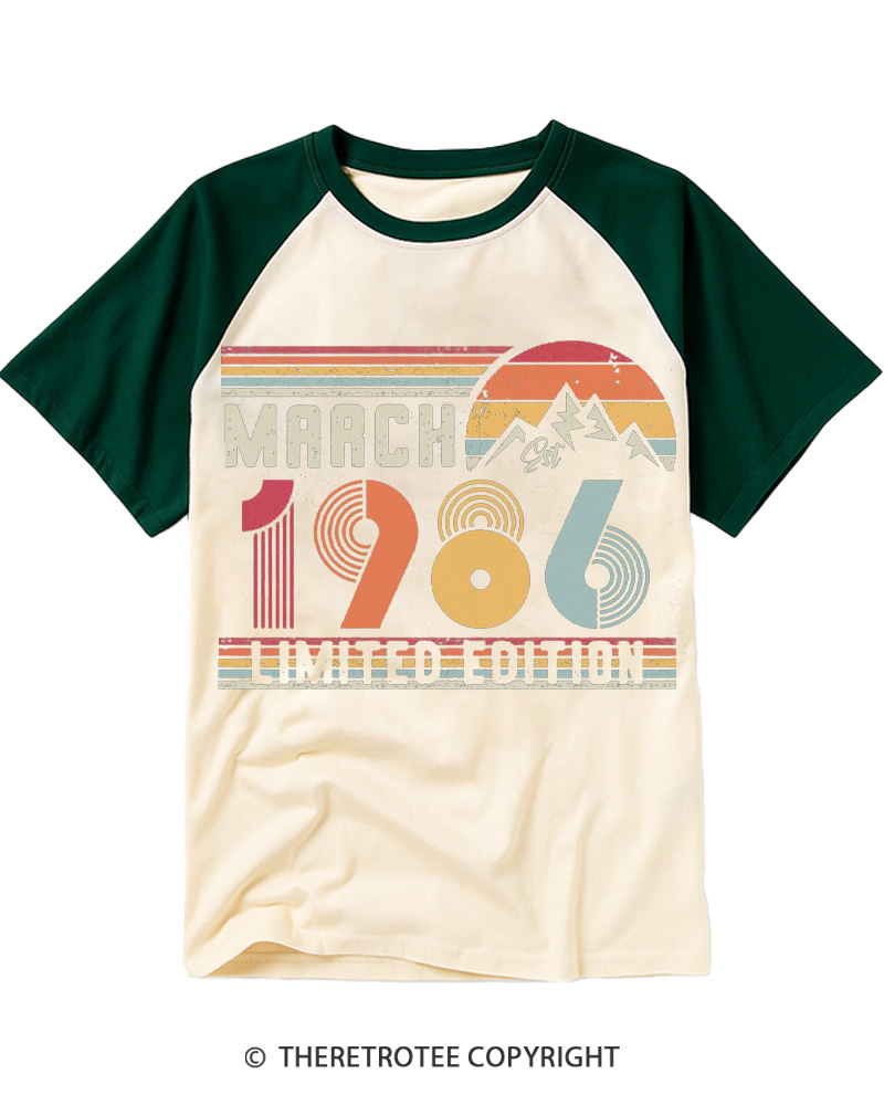 TheRetroTee 1986 Birthday Raglan Baseball T-Shirt