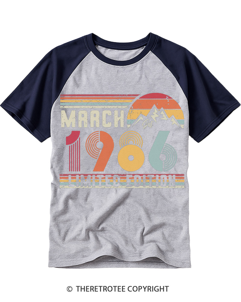 TheRetroTee 1986 Birthday Raglan Baseball T-Shirt