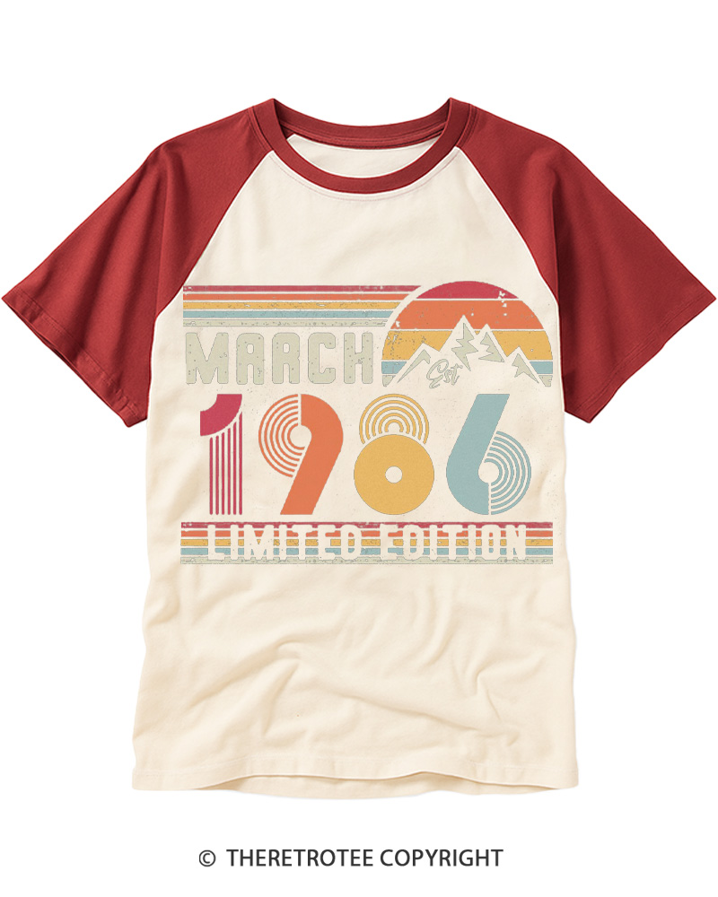 TheRetroTee 1986 Birthday Raglan Baseball T-Shirt
