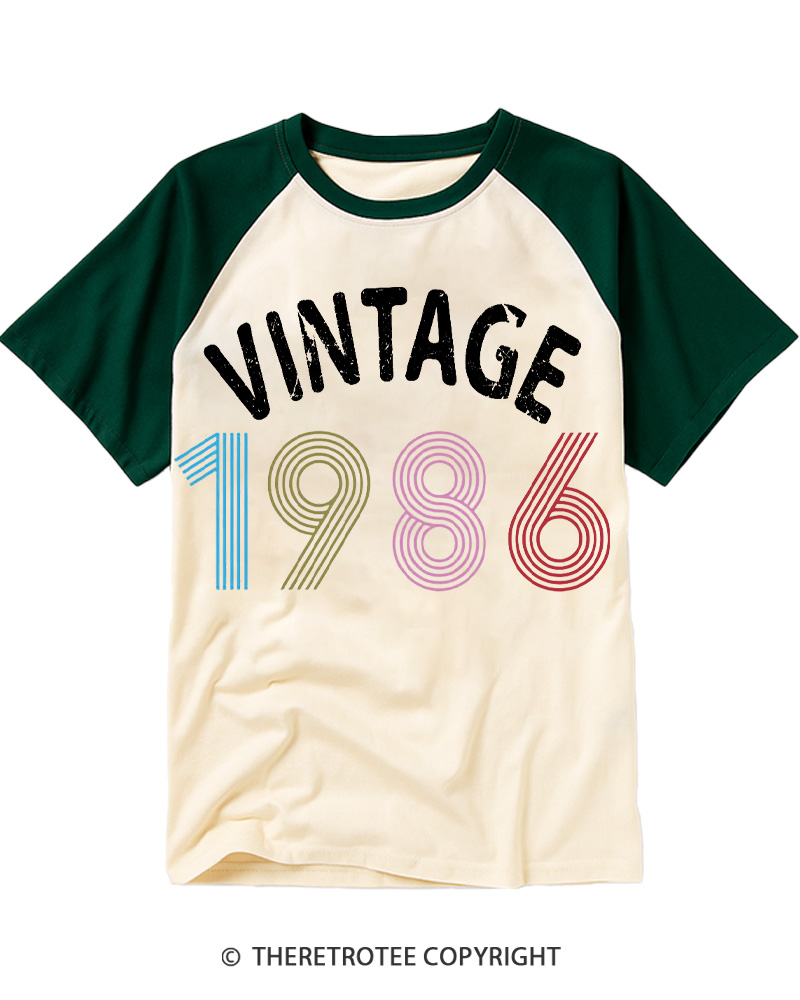 TheRetroTee 40th Birthday 1986 Raglan Baseball T-Shirt