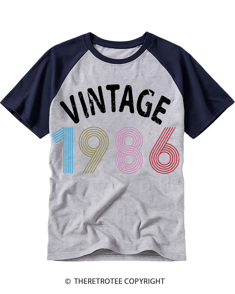 TheRetroTee 40th Birthday 1986 Raglan Baseball T-Shirt