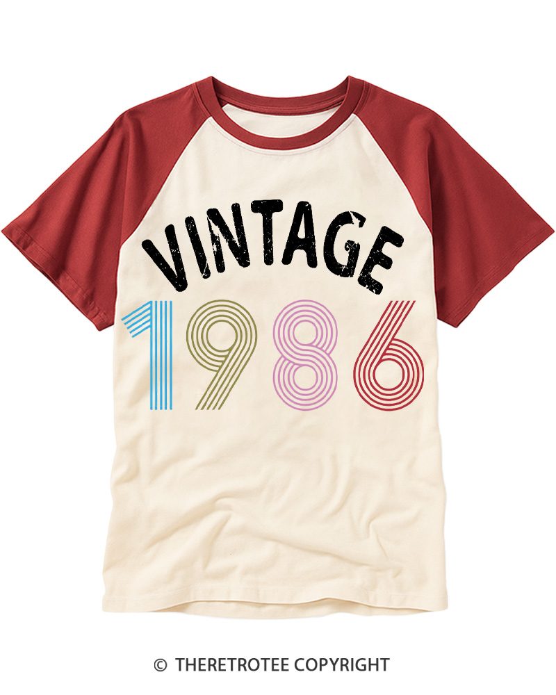 TheRetroTee 40th Birthday 1986 Raglan Baseball T-Shirt