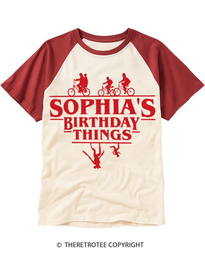 TheRetroTee Custom Birthday Things Raglan Baseball T-Shirt
