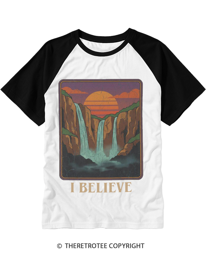 TheRetroTee I Believe 1980s Raglan Baseball T-Shirt