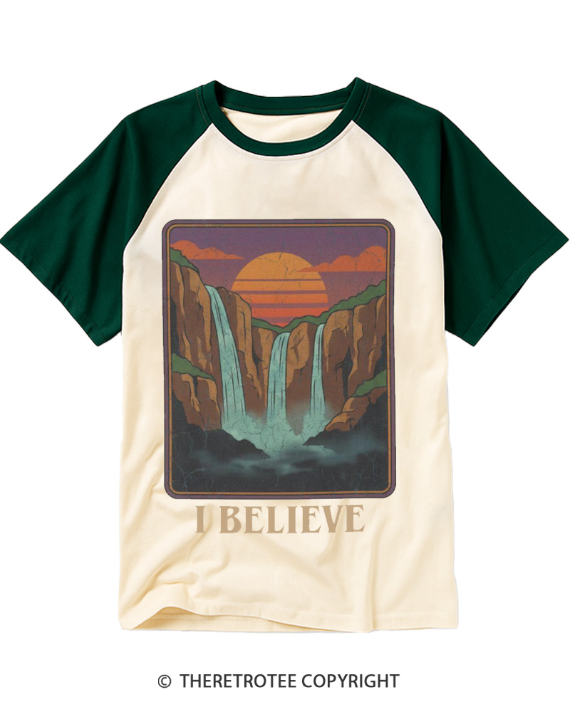 TheRetroTee I Believe 1980s Raglan Baseball T-Shirt