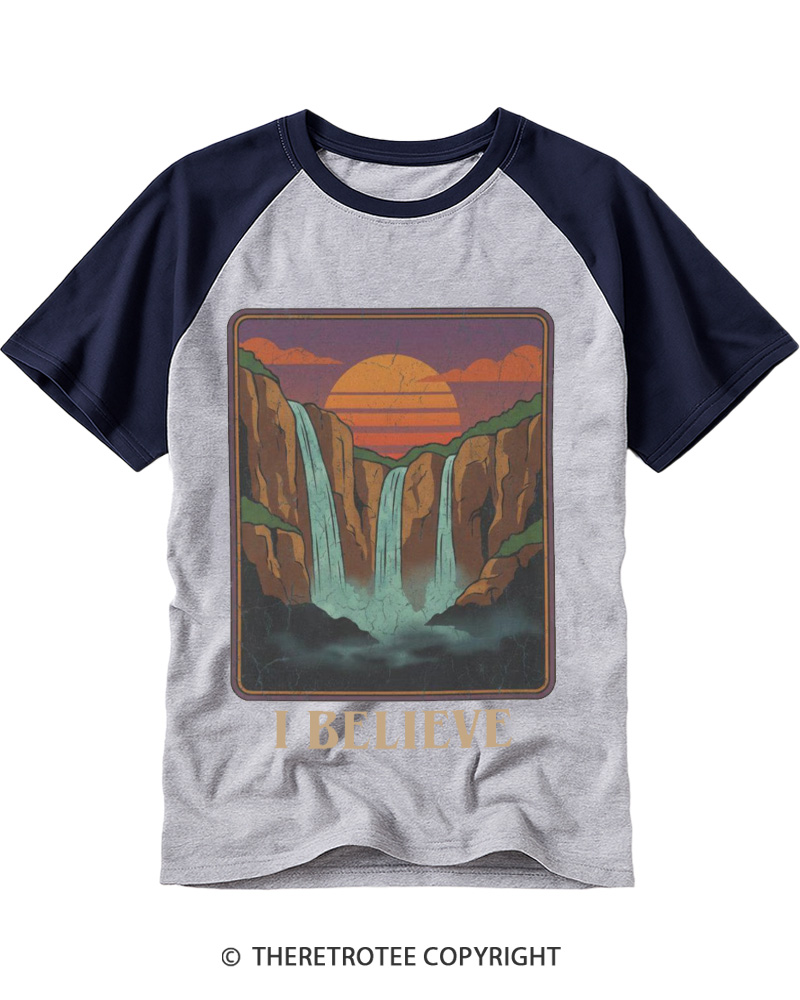 TheRetroTee I Believe 1980s Raglan Baseball T-Shirt