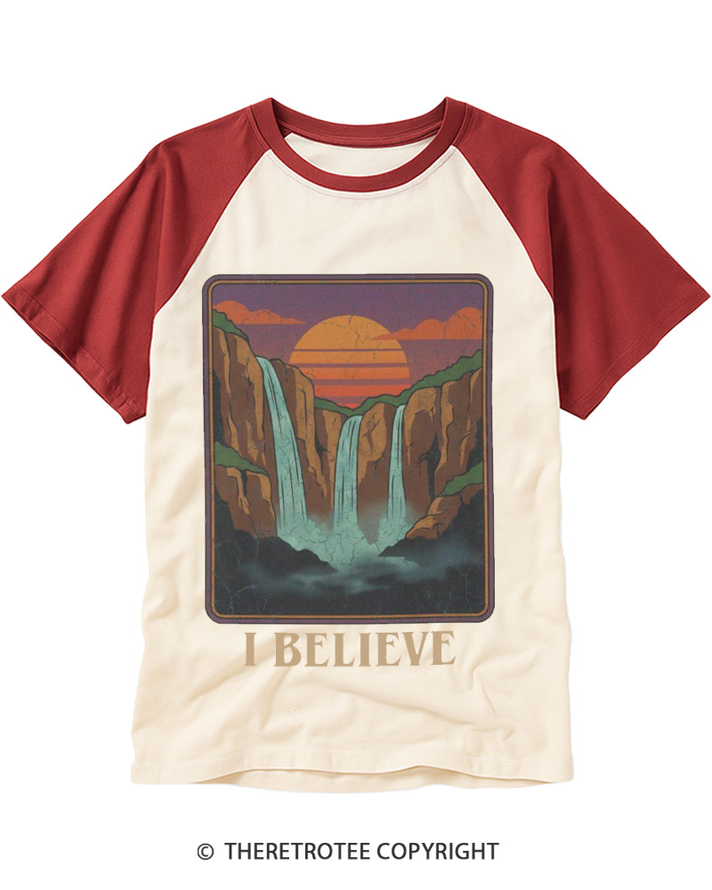 TheRetroTee I Believe 1980s Raglan Baseball T-Shirt