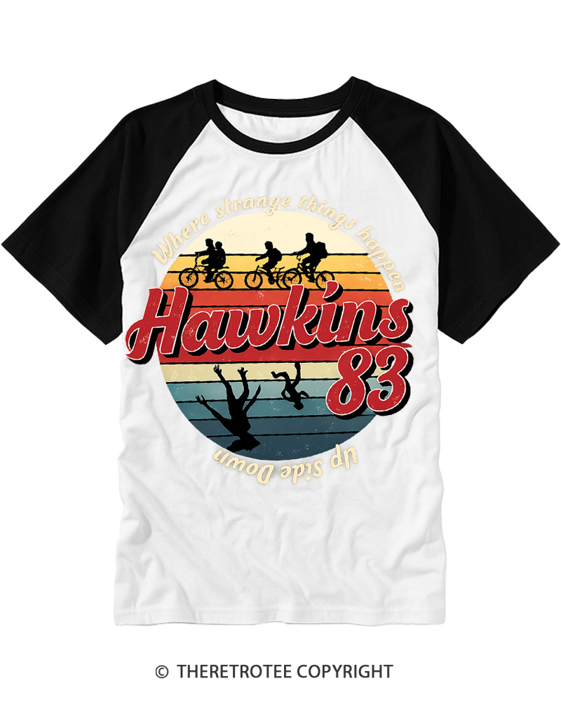 TheRetroTee Upside Down 1980s Raglan Baseball T-Shirt