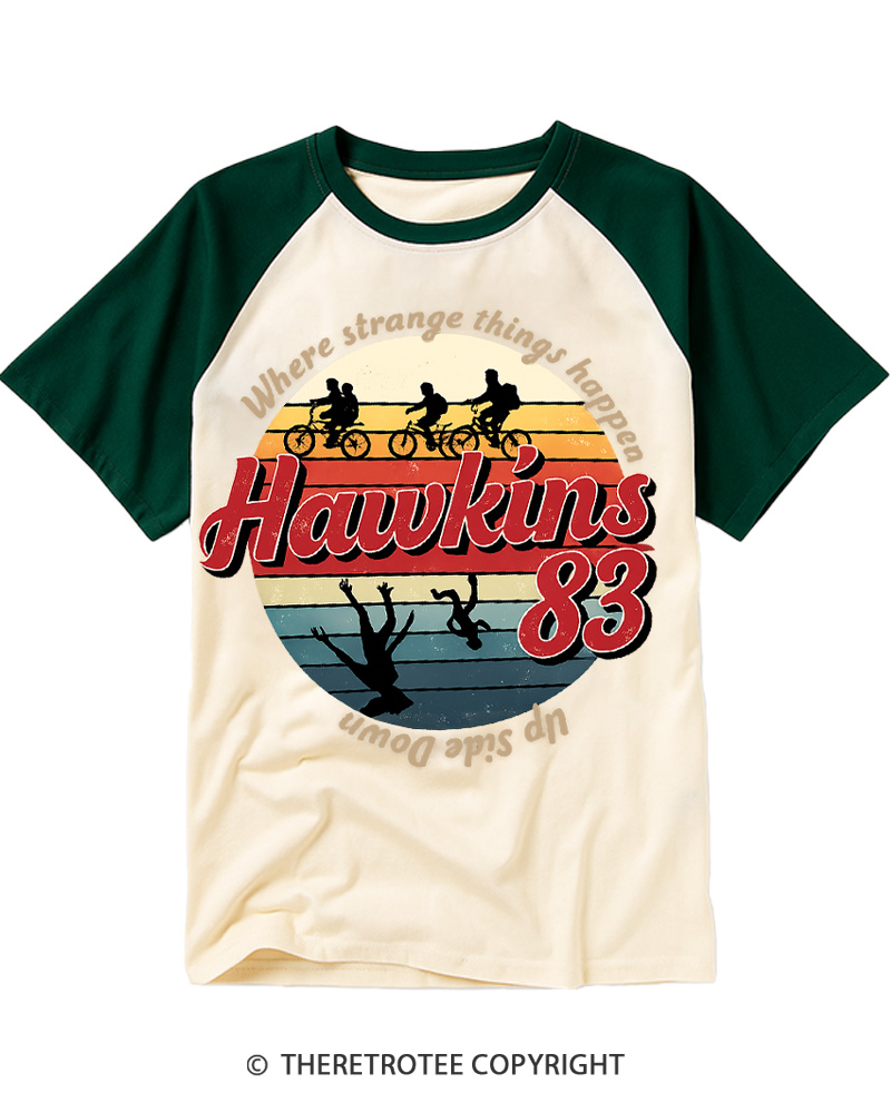 TheRetroTee Upside Down 1980s Raglan Baseball T-Shirt