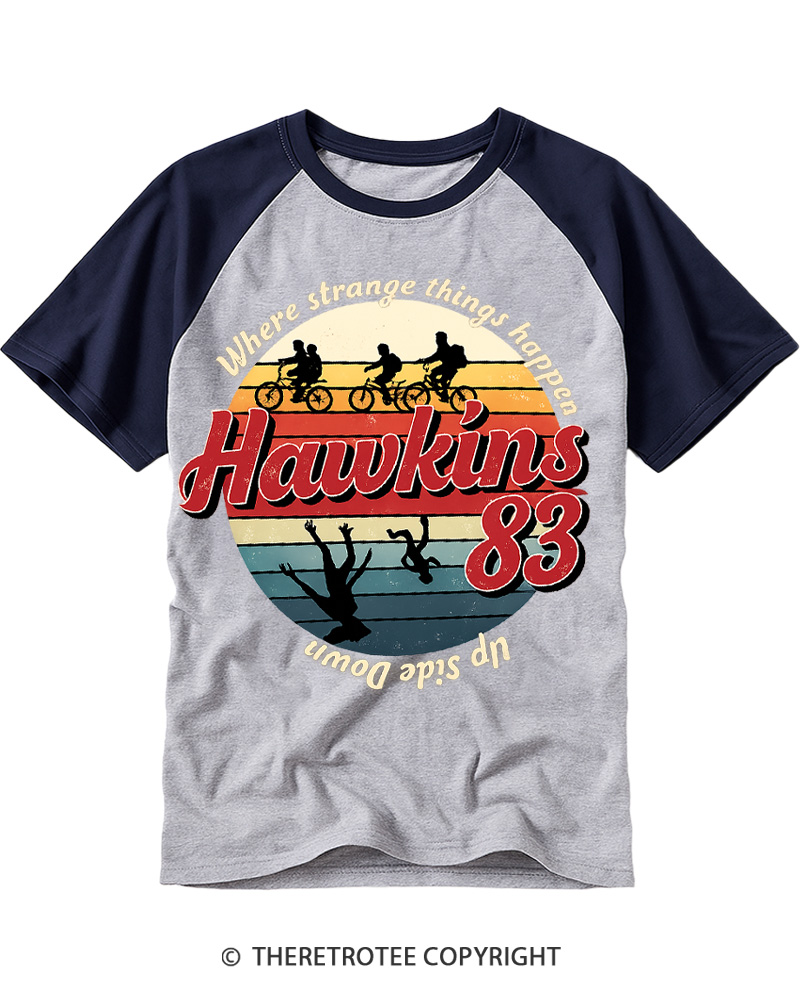 TheRetroTee Upside Down 1980s Raglan Baseball T-Shirt