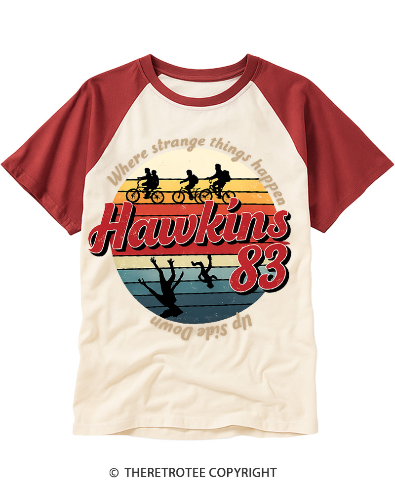 TheRetroTee Upside Down 1980s Raglan Baseball T-Shirt