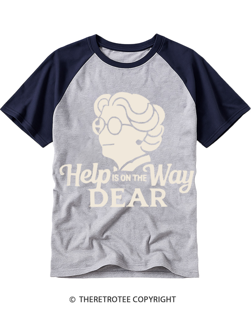TheRetroTee Help Is On The Way 1990s Raglan Baseball T-Shirt