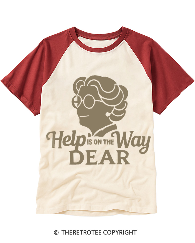 TheRetroTee Help Is On The Way 1990s Raglan Baseball T-Shirt