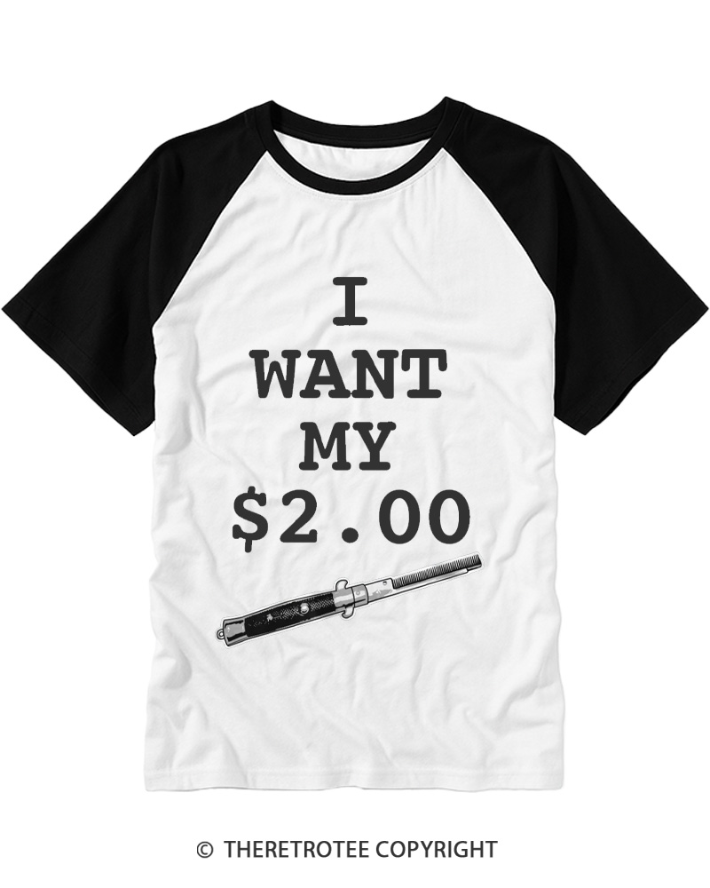 TheRetroTee I Want My Two Dollars 1980s Raglan Baseball T-Shirt