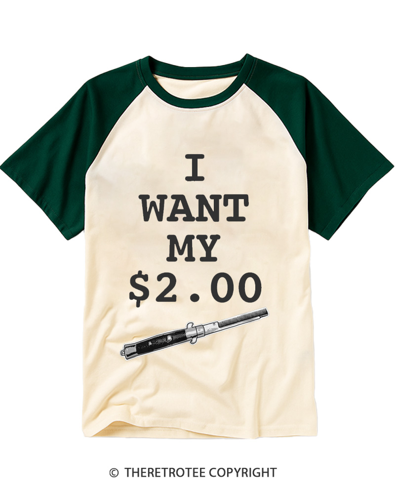 TheRetroTee I Want My Two Dollars 1980s Raglan Baseball T-Shirt
