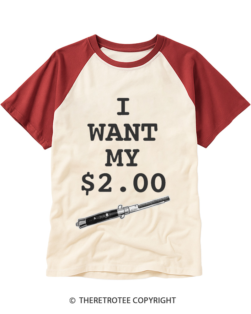 TheRetroTee I Want My Two Dollars 1980s Raglan Baseball T-Shirt