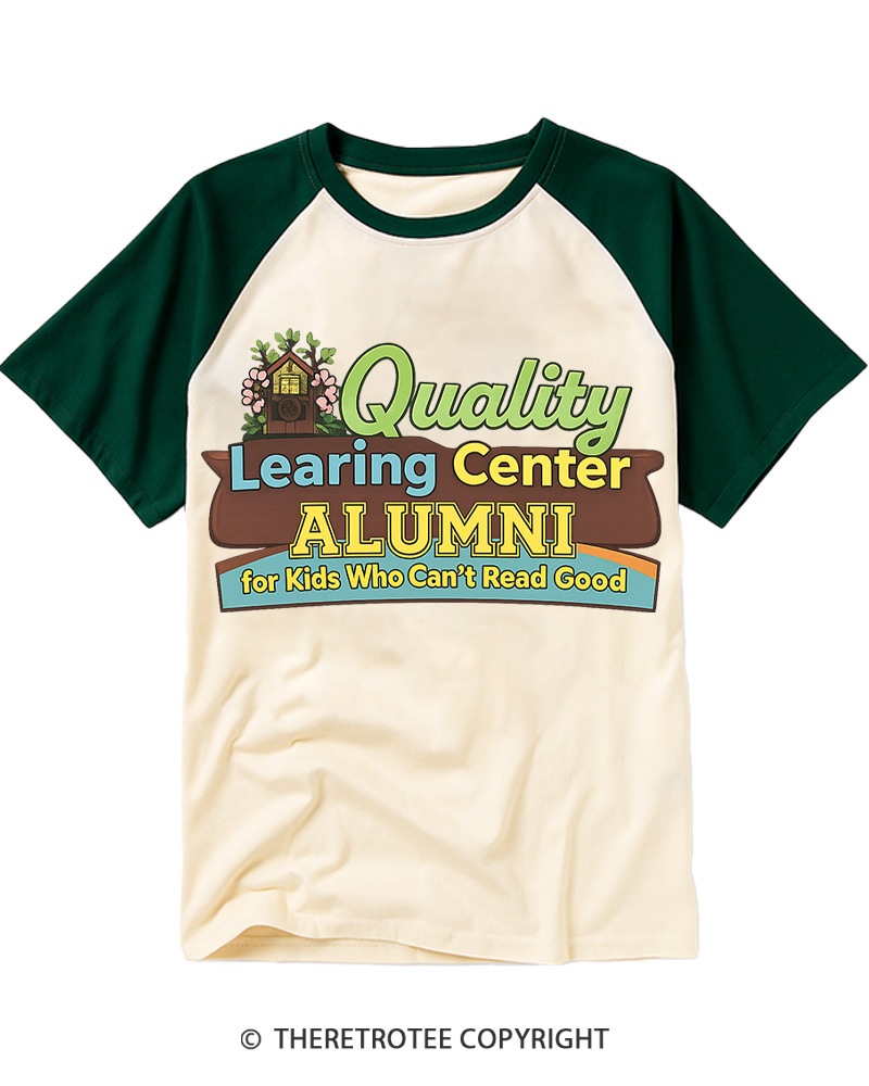 TheRetroTee Learning Center 1990s Raglan Baseball T-Shirt