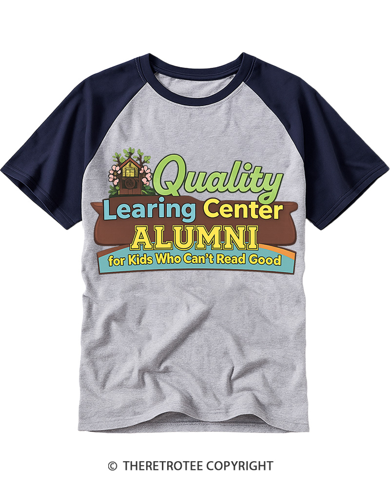 TheRetroTee Learning Center 1990s Raglan Baseball T-Shirt