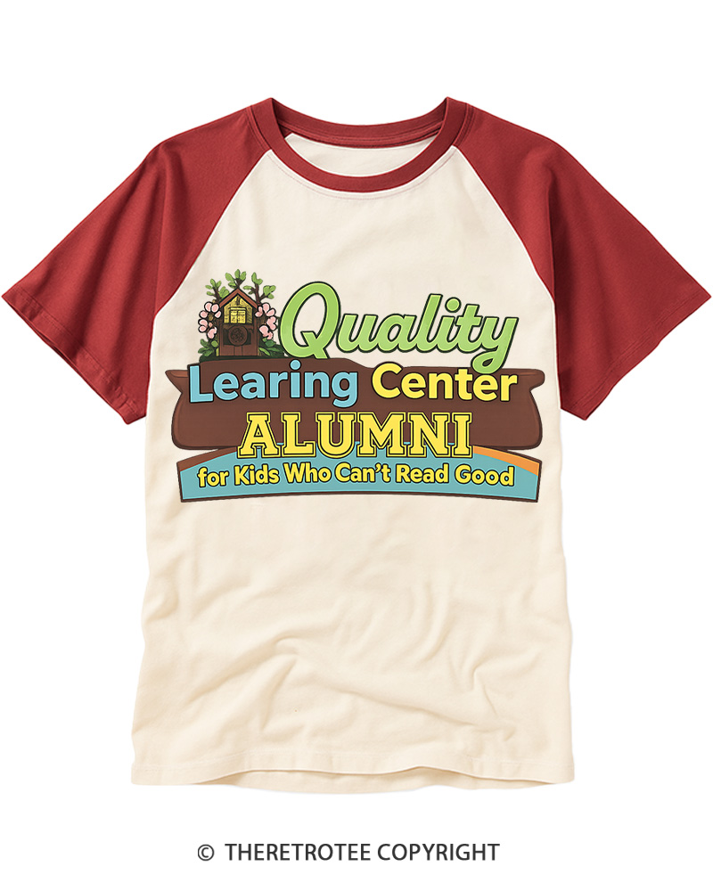 TheRetroTee Learning Center 1990s Raglan Baseball T-Shirt