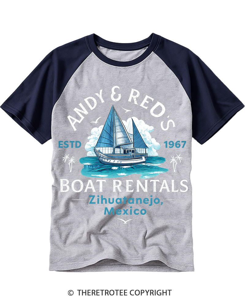 TheRetroTee Boat Rentals 1990s Raglan Baseball T-Shirt